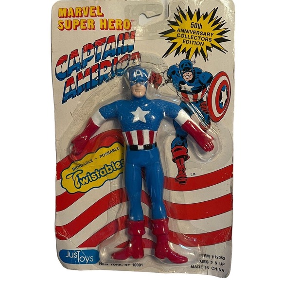 Captain America Marvel Twistables Superhero Action Figure 50th Ann 1989 NEW RARE - Picture 1 of 9